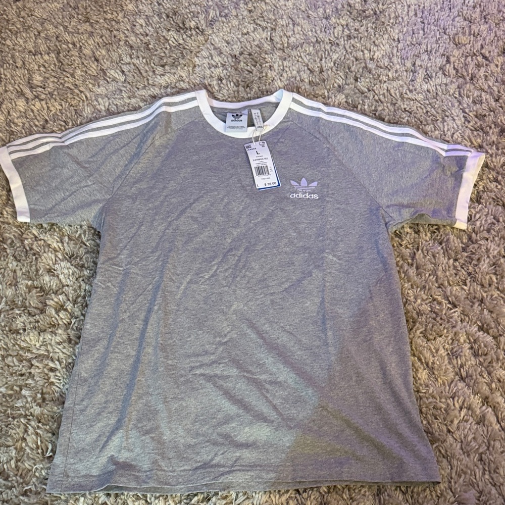 Adidas Men's Gray Tee with White Accents
